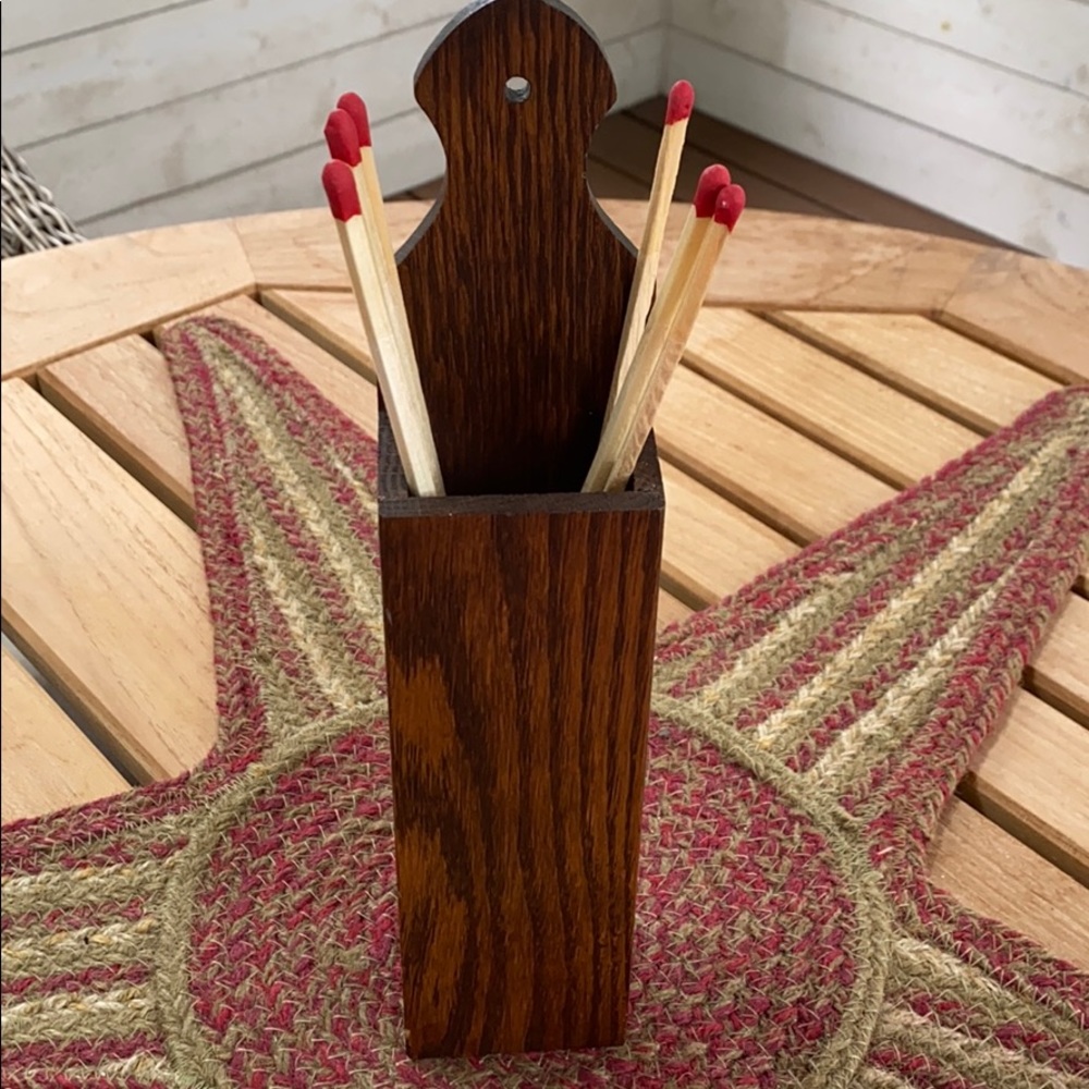 Wooden tall match stick holder